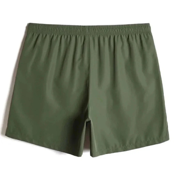 Army Green Vacation Style Men's Swim Trunks - Picture 2 of 4